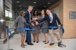 Mayor Bill de Blasio and First Lady Chirlane McCray attend the opening of a new Health + Hospitals Community Health Center